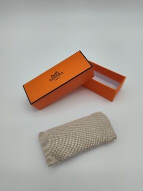 HERMÈS Orange Lipstick Gift Box & Canvas Dust Sleeve Set Empty Packaging EUC